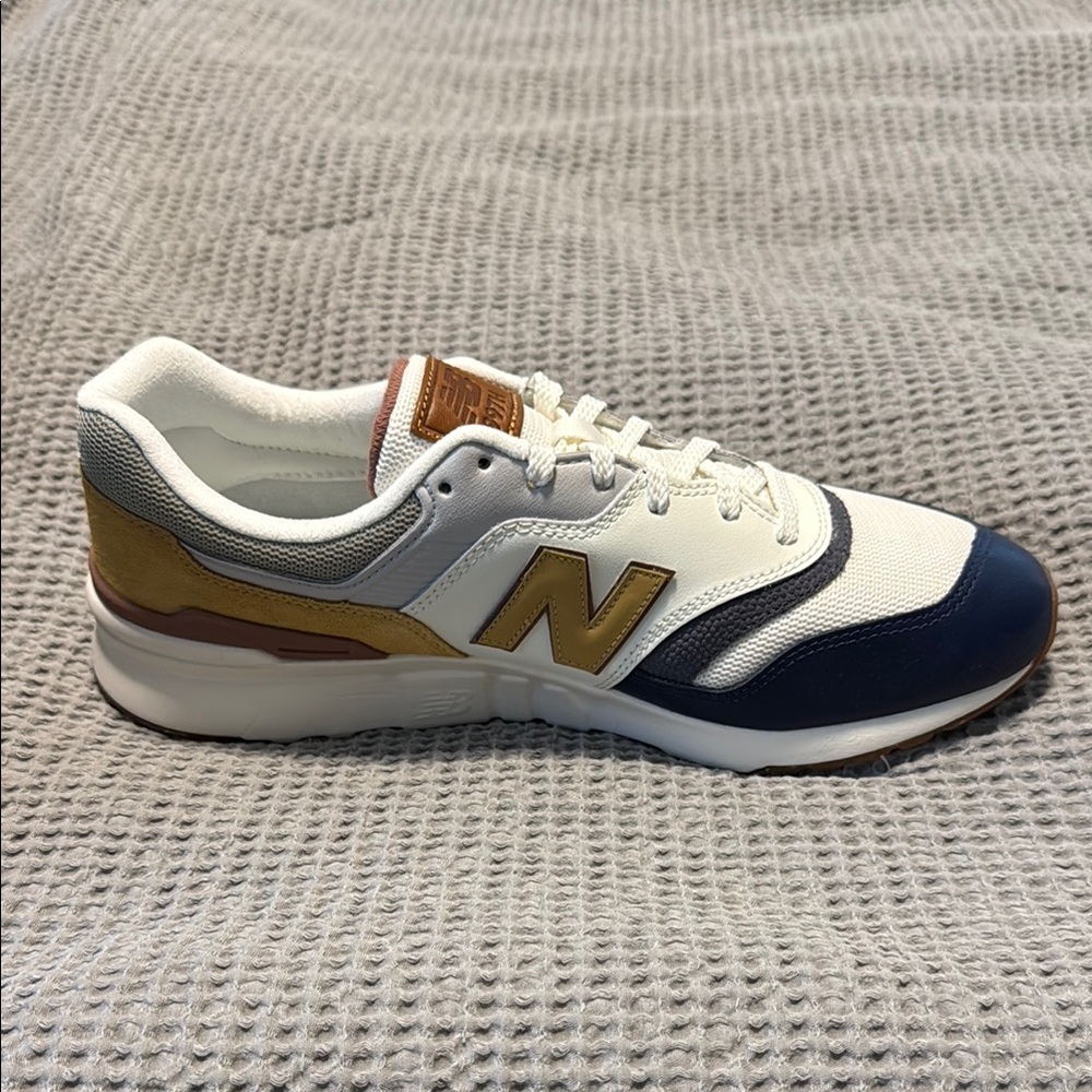 New Balance White and Blue Sneakers with Retro Design
